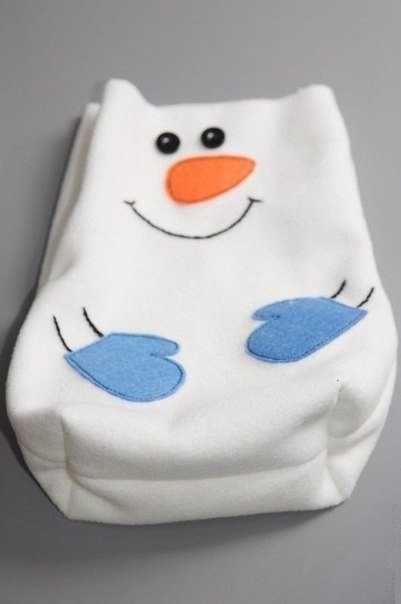 Новогодний снеговик-мешочек для сладостей за 20 минут Новогодний снеговик-мешочек для сладостей за 20 минут