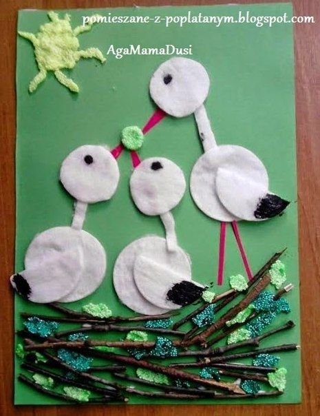 Аппликации и поделки из ватных дисков Аппликации и поделки из ватных дисков