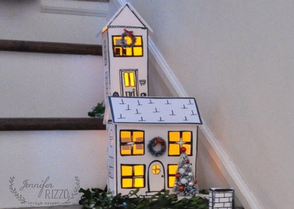 Новогодние домики для декора + шаблоны Новогодние домики для декора + шаблоны