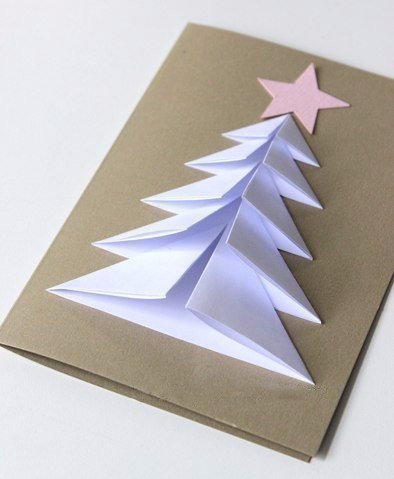 Новогодняя открытка с ёлкой своими руками.