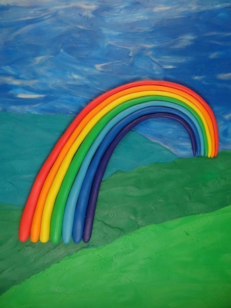 Лепим картину «овечки на радуге» Лепим картину «овечки на радуге»