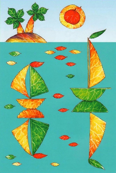 Аппликации из листиков Аппликации из листиков