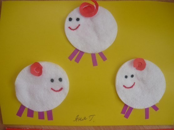 Аппликации из ватных дисков Аппликации из ватных дисков