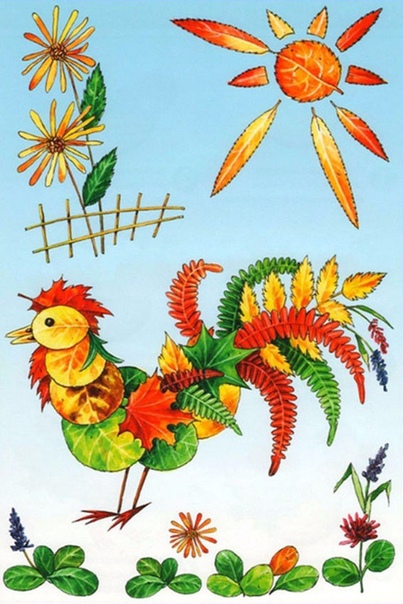 Аппликации из листиков Аппликации из листиков