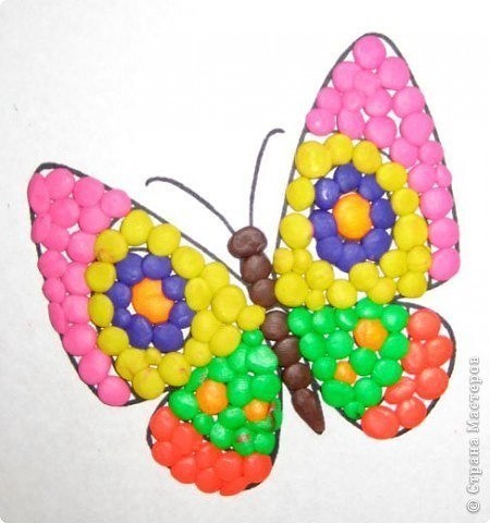 Простые аппликации из пластилина.