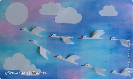 Поделки. аппликация "перелетные птицы". Поделки. аппликация "перелетные птицы".