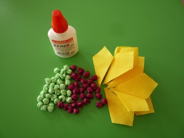 Аппликация из салфеток «подсолнух»