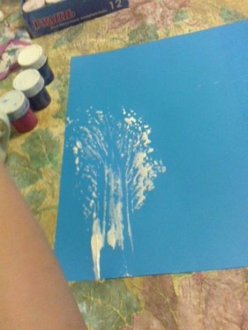 Рисуем зиму капустным листом Рисуем зиму капустным листом