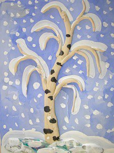 Зимняя березка из пластилина Зимняя березка из пластилина