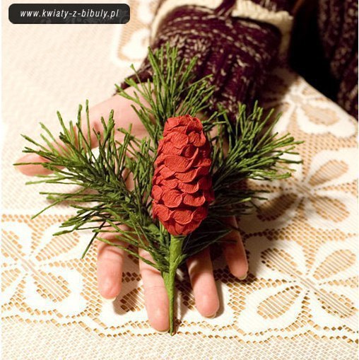 Еловая веточка с шишками из гофрированной бумаги Еловая веточка с шишками из гофрированной бумаги