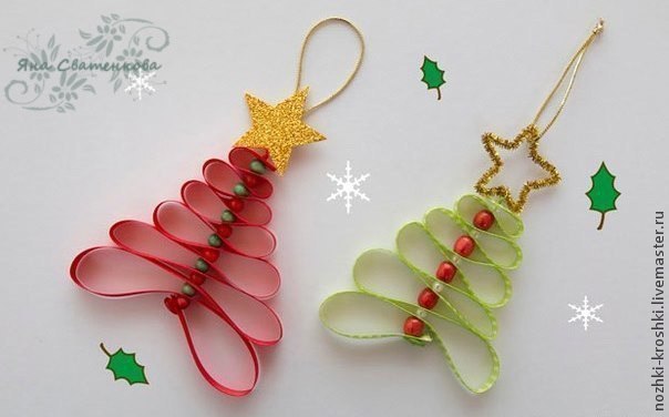 Елочка из ленточек и бусин