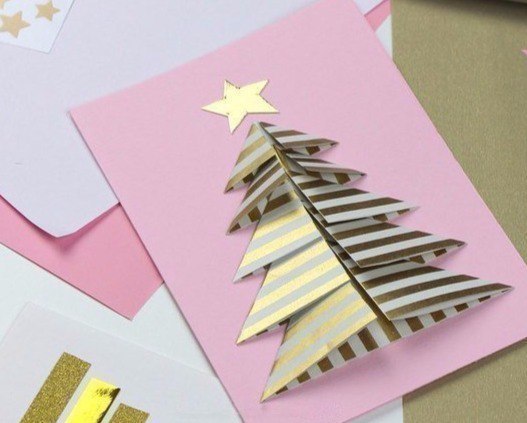Новогодняя открытка с ёлкой своими руками.