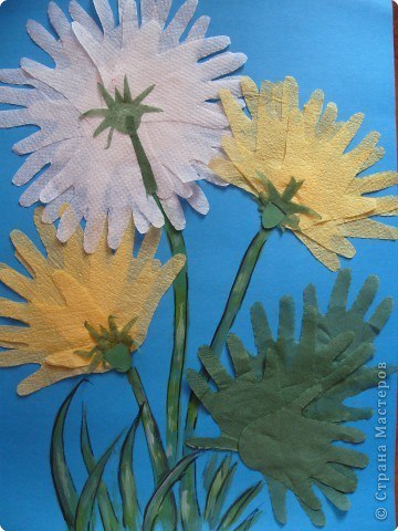 Весенние аппликации из ладошек Весенние аппликации из ладошек