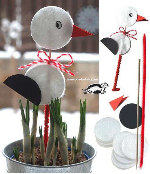 Аппликации и поделки из ватных дисков Аппликации и поделки из ватных дисков