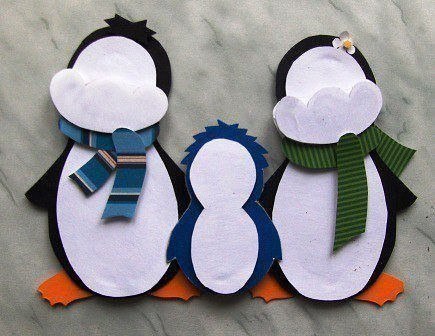 "семья пингвинов" - 3-d поделка, которая не займет много времени "семья пингвинов" - 3-d поделка, которая не займет много времени