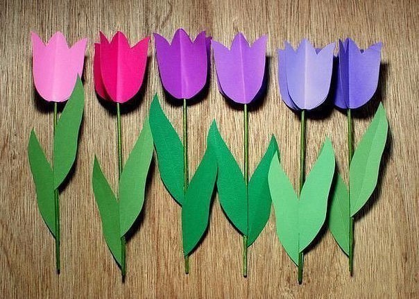 Тюльпаны из цветного картона