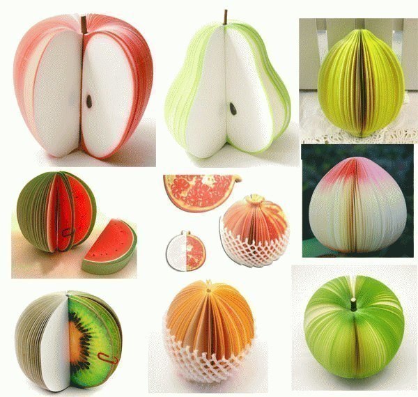 Объемные фрукты из цветной бумаги