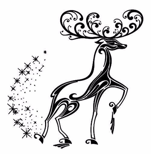 Трафареты на окна "новогодний олень"