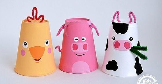 Животные из стаканчиков