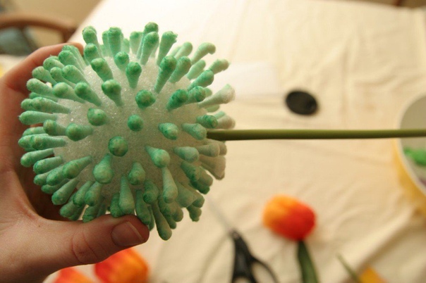 Цветы из ватных палочек