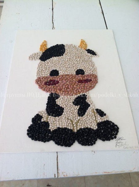 Идеи аппликаций из круп и макарон