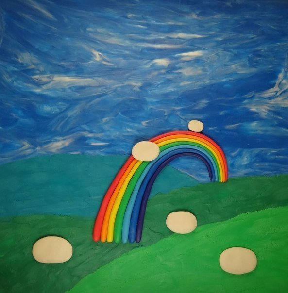 Лепим картину «овечки на радуге» Лепим картину «овечки на радуге»