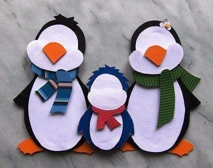 "семья пингвинов" - 3-d поделка, которая не займет много времени "семья пингвинов" - 3-d поделка, которая не займет много времени
