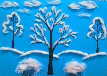 Аппликация из ваты "зима" Аппликация из ваты "зима"
