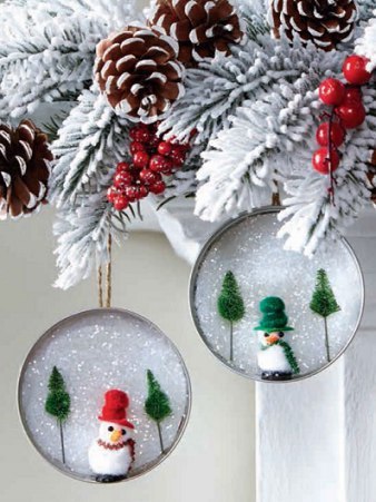 Ёлочные игрушки из крышечек