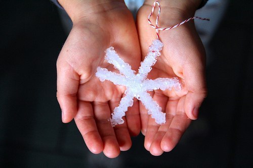 Выращиваем снежинку из кристаллов соли 