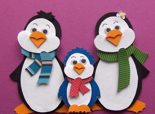 "семья пингвинов" - 3-d поделка, которая не займет много времени "семья пингвинов" - 3-d поделка, которая не займет много времени