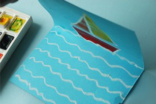 Интересный способ, как можно нарисовать кораблик на волнах . Интересный способ, как можно нарисовать кораблик на волнах .