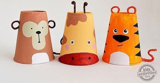 Животные из стаканчиков