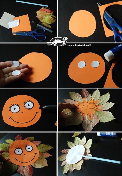 Цветы из осенних листьев Цветы из осенних листьев