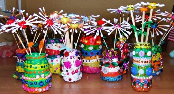 Цветы из ватных палочек