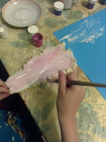 Рисуем зиму капустным листом Рисуем зиму капустным листом