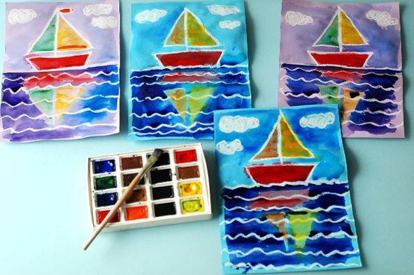 Интересный способ, как можно нарисовать кораблик на волнах . Интересный способ, как можно нарисовать кораблик на волнах .