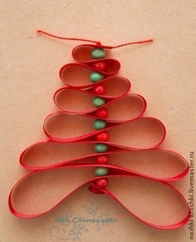 Елочка из ленточек и бусин