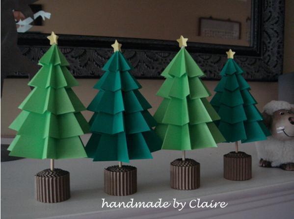 Елочки из бумаги. мастер-класс