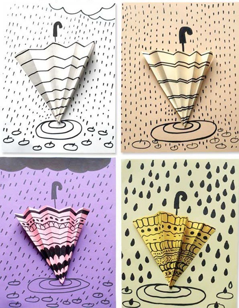 Объемная аппликация из бумаги &laquo;дождик&raquo;