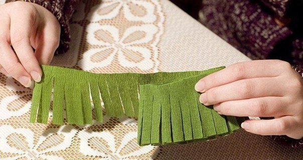 Еловая веточка с шишками из гофрированной бумаги Еловая веточка с шишками из гофрированной бумаги