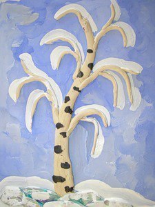 Зимняя березка из пластилина Зимняя березка из пластилина