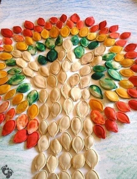 Мастерим с детьми. поделки из тыквенных семечек.