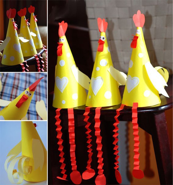 Курочки из цветной бумаги. Курочки из цветной бумаги.