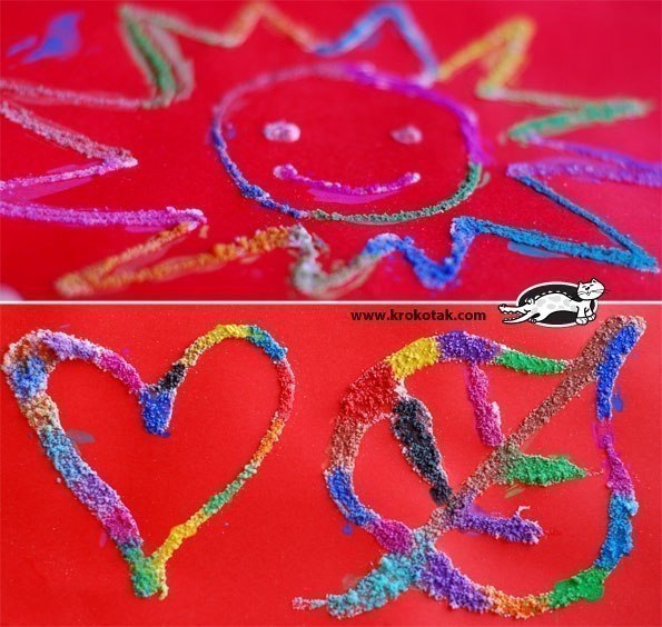 Рисуем клеем и солью Рисуем клеем и солью