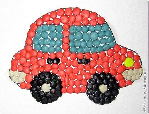 Простые аппликации из пластилина.