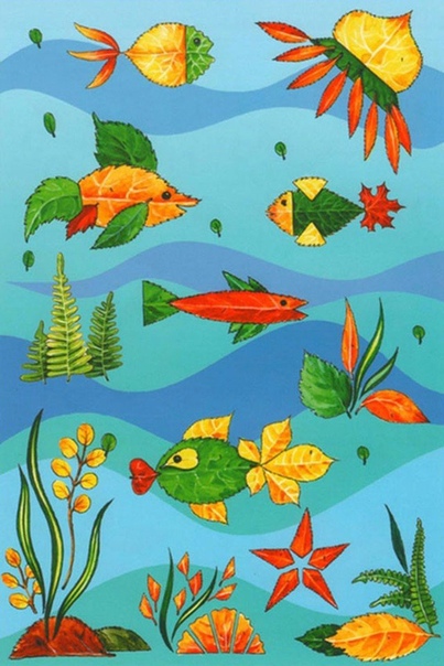 Аппликации из листиков Аппликации из листиков