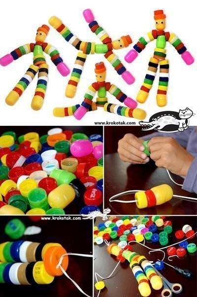 Человечки из крышечек Человечки из крышечек