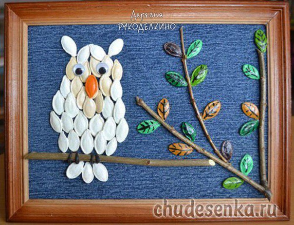 Мастерим с детьми. поделки из тыквенных семечек.