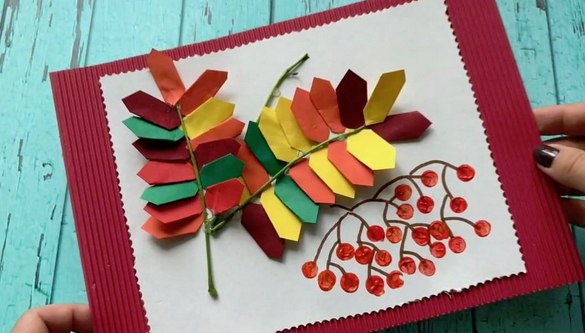 Поделки. объемная аппликация "веточка рябины". Поделки. объемная аппликация "веточка рябины".